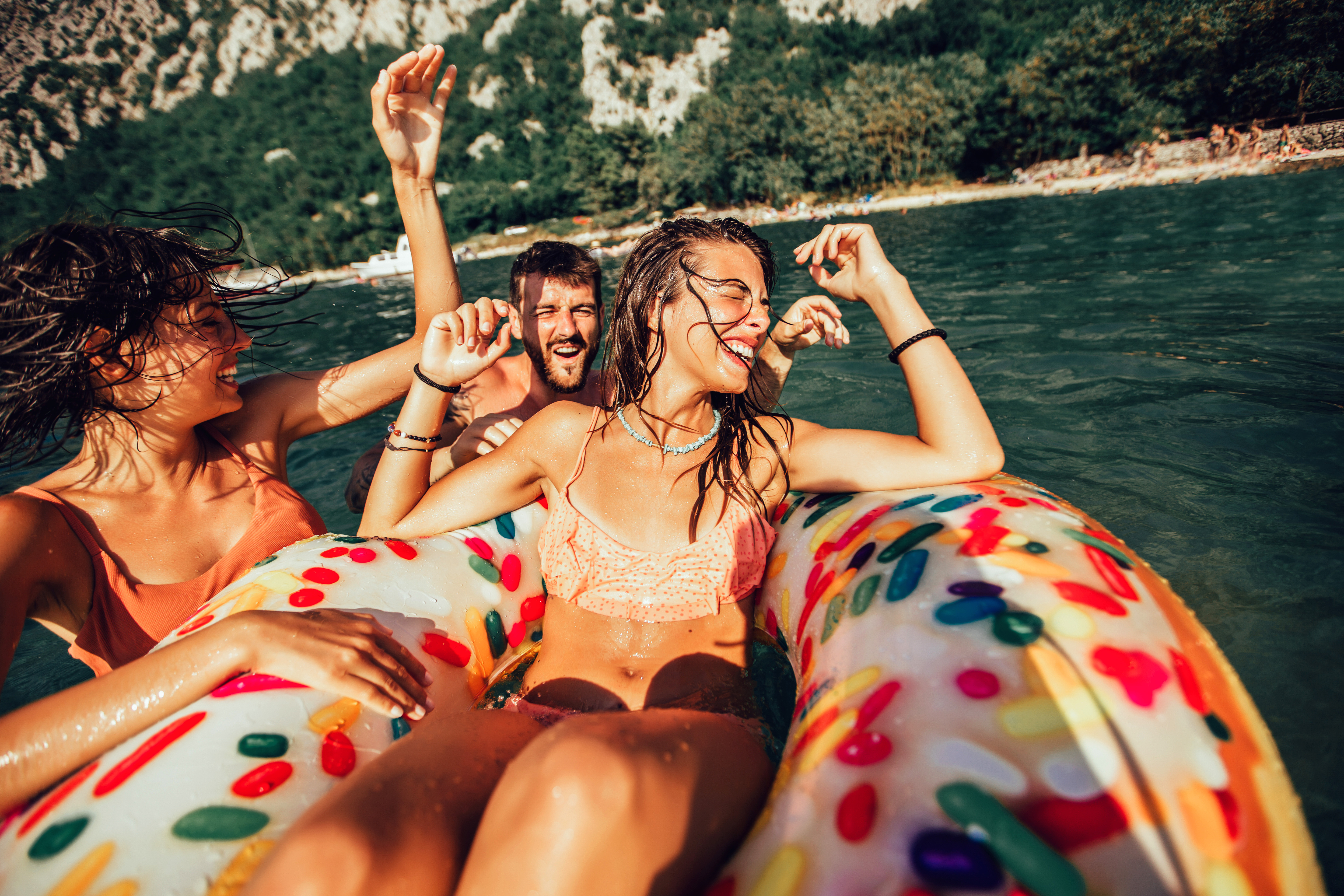 Young adults tubing to depict skin cancer at any age